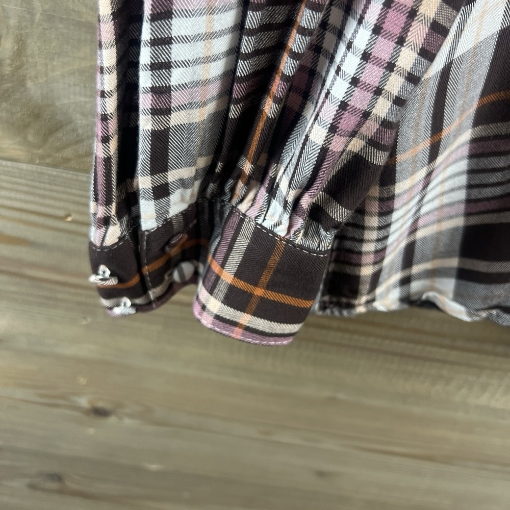 Chicos Womens Shirt Long‎ Sleeve Button Up Ruffle Plaid Academia Preppy 4 XXL - Picture 5 of 8
